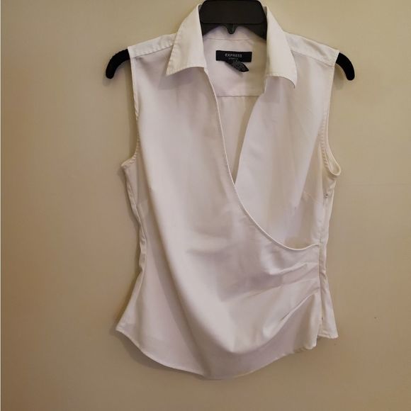 Express White Collared Wrap Blouse M - Picture 3 of 9